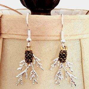 Winter Pine Earrings with teardrop Druzy studs